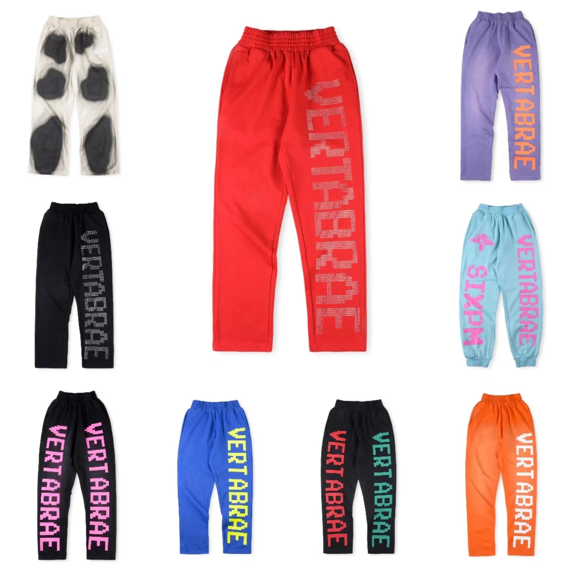 Vertabrae Rhinestone Streetwear Joggers Multicolor