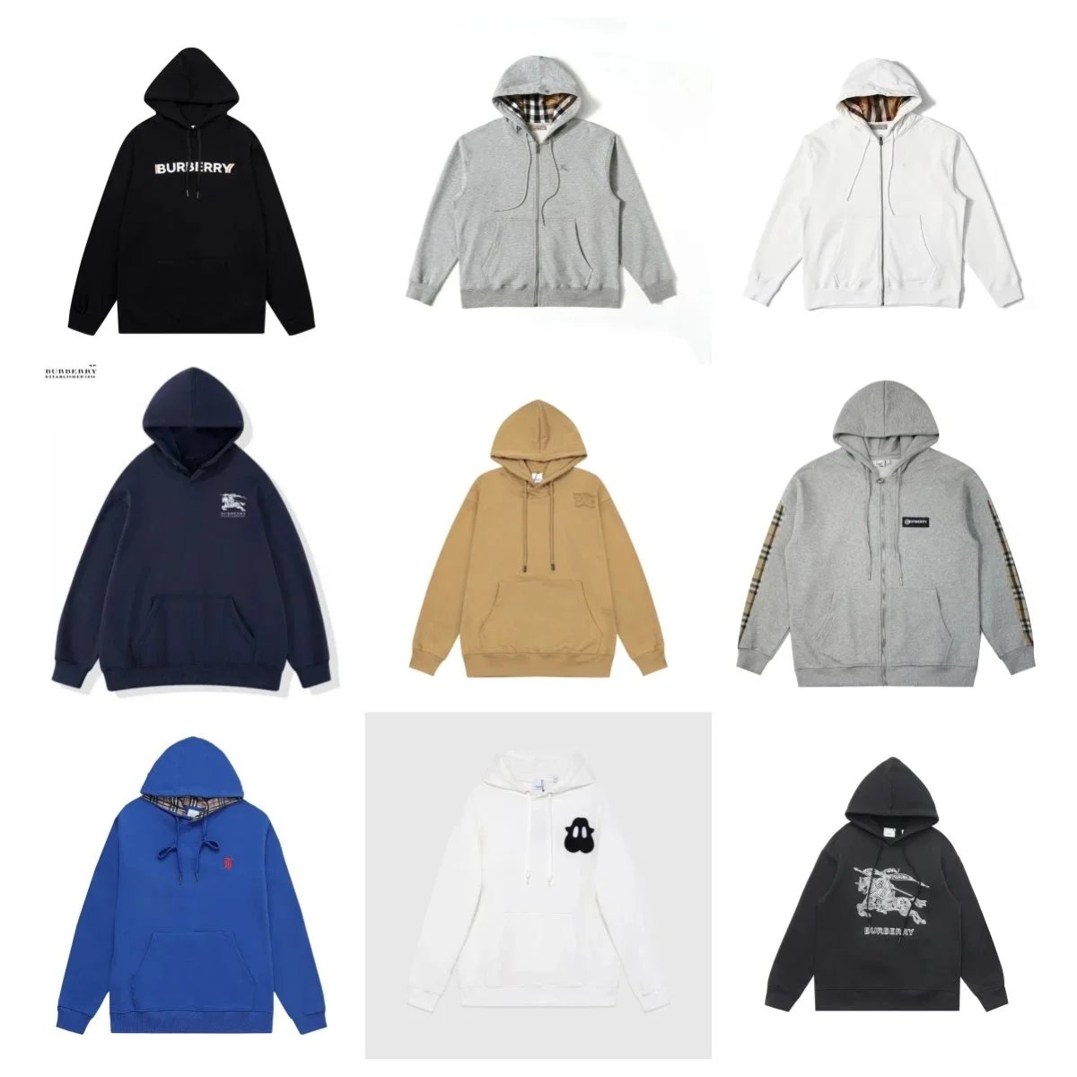 Burberry Check Lined Hoodie Collection Casual Sweatshirt Multicolor