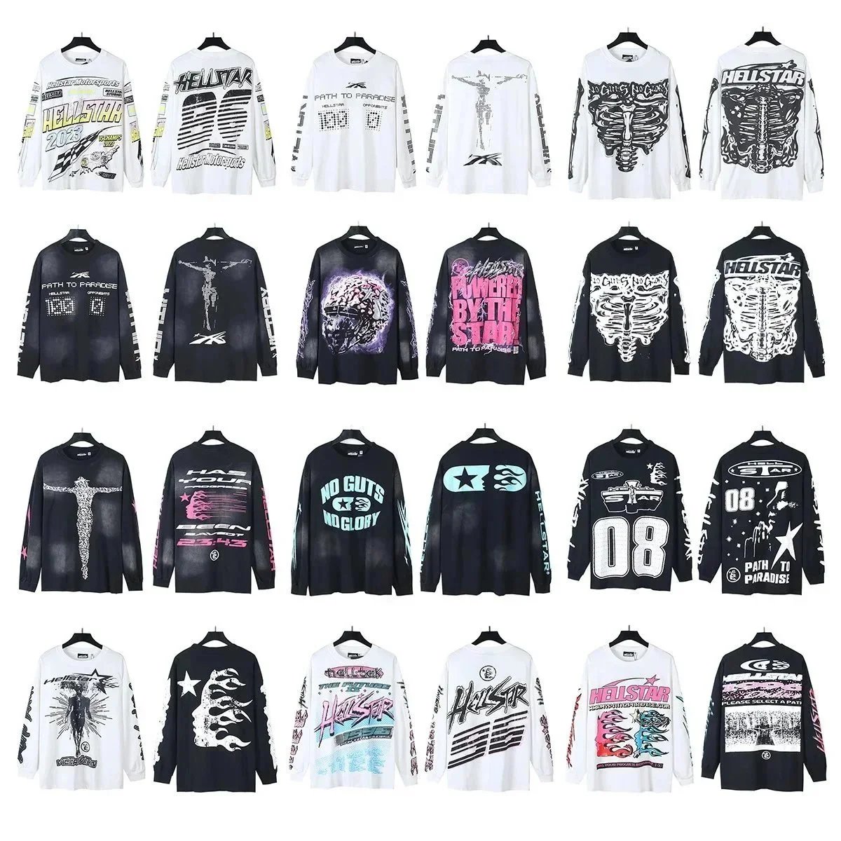 Hellstar Graphic Long Sleeve Streetwear T-Shirt Multicolor