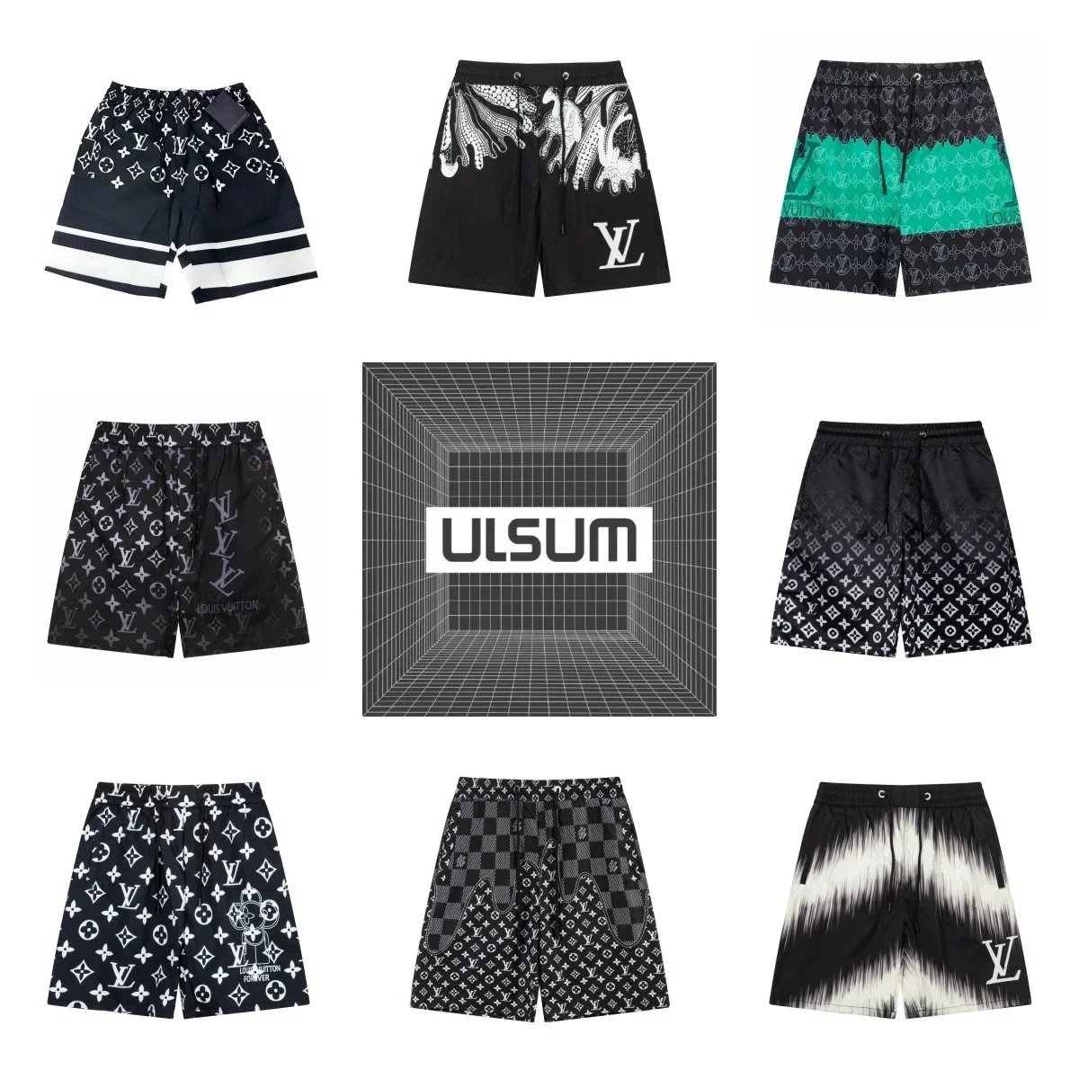 Louis Vuitton LV Monogram Swim Shorts Casual Beachwear Black