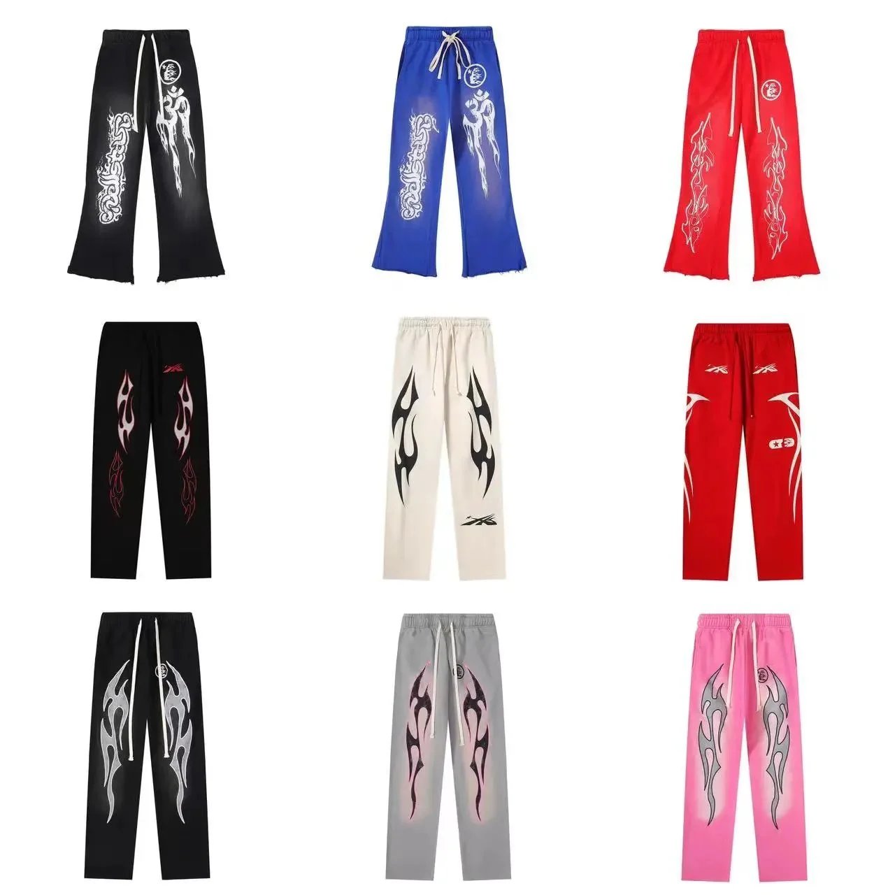 Design Flame Graphic Streetwear Joggers Multicolor