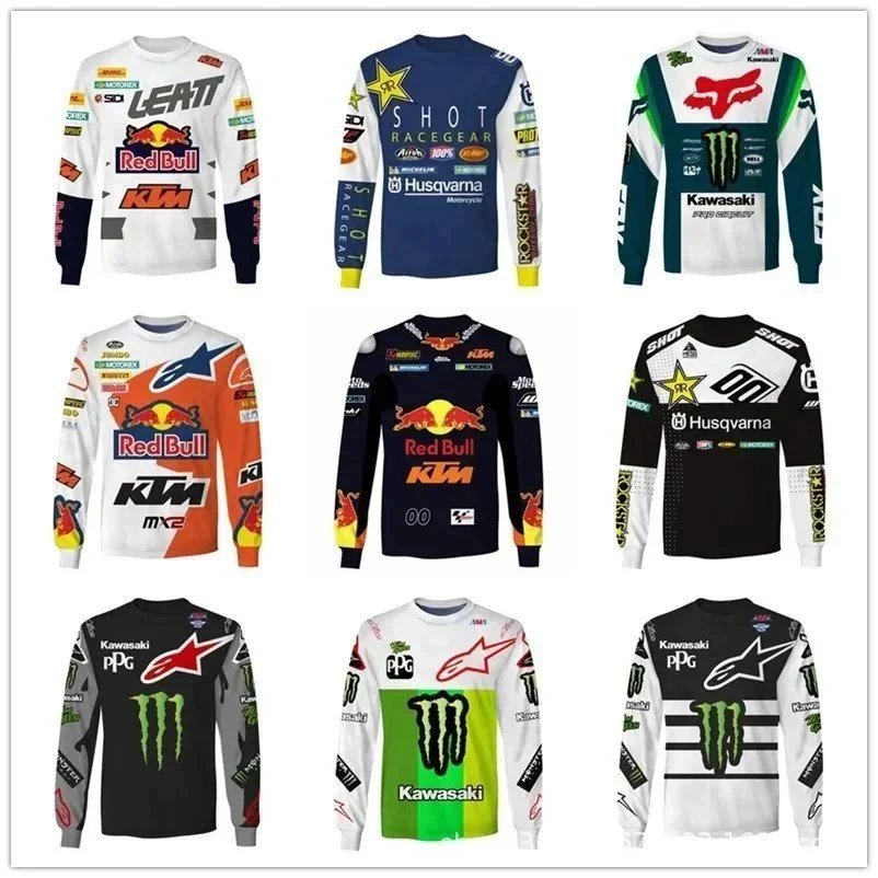 Design Motocross Racing Jersey Graphic Sporty Long Sleeve Shirt Multicolor