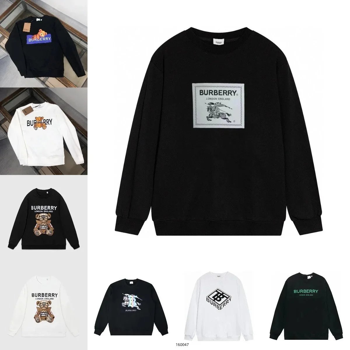 Burberry Graphic Print Cotton Crewneck Sweatshirt Black