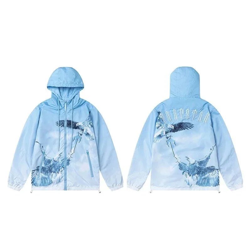 Trapstar Eagle Windbreaker Streetwear Jacket Light Blue