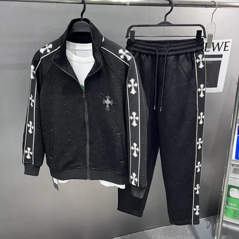 Chrome Hearts Cross Pattern Streetwear Tracksuit Set Black
