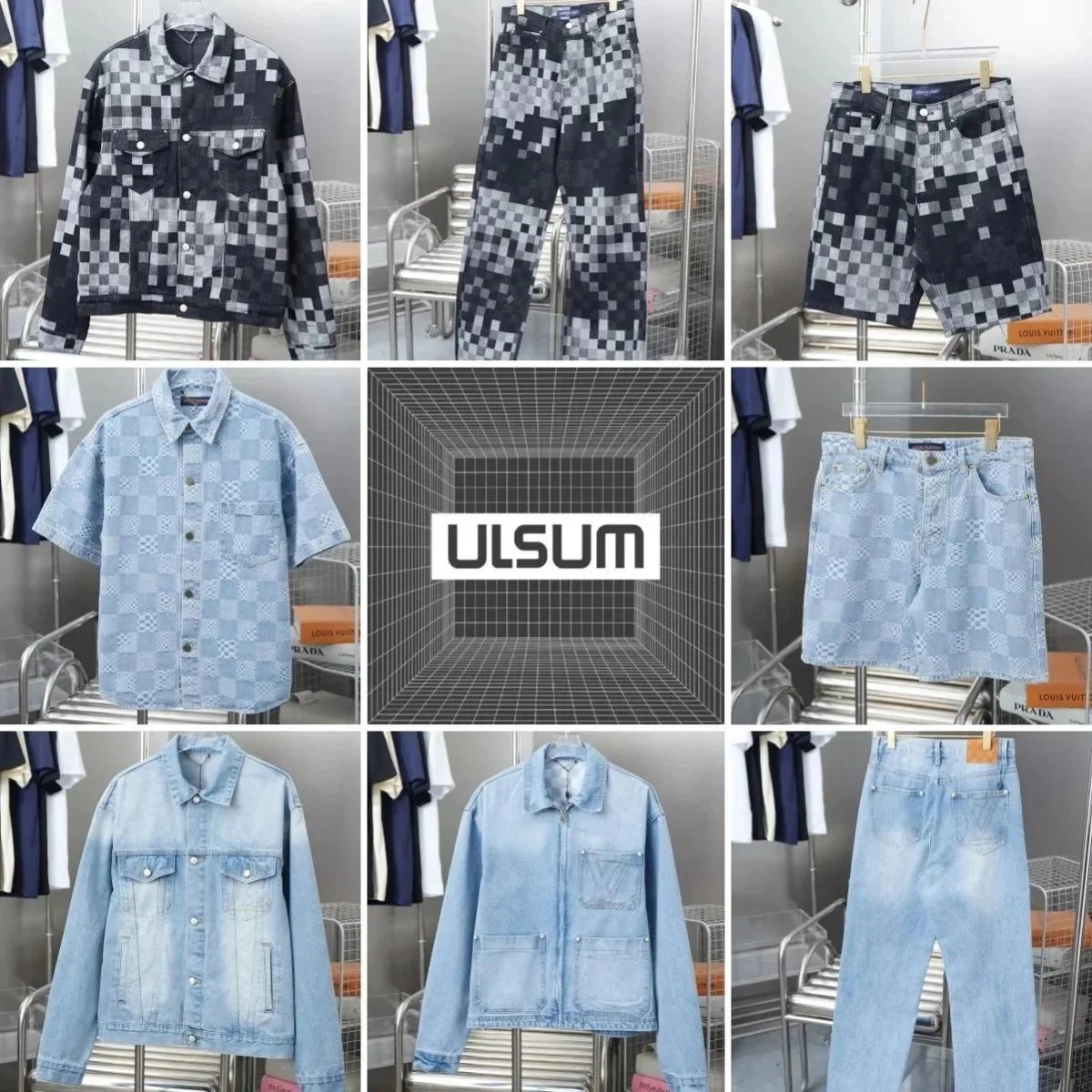 Louis Vuitton LV Damier Denim Collection Casual Jackets and Jeans Blue and Black