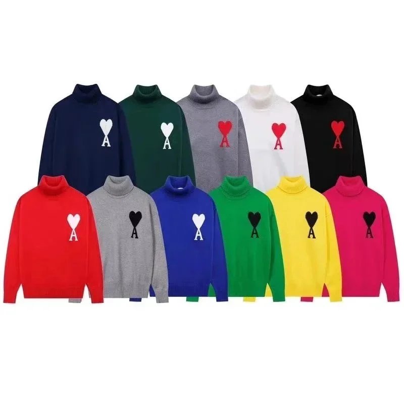 Ami Paris Ami Ami de Coeur Classic Turtleneck Sweater Multicolor