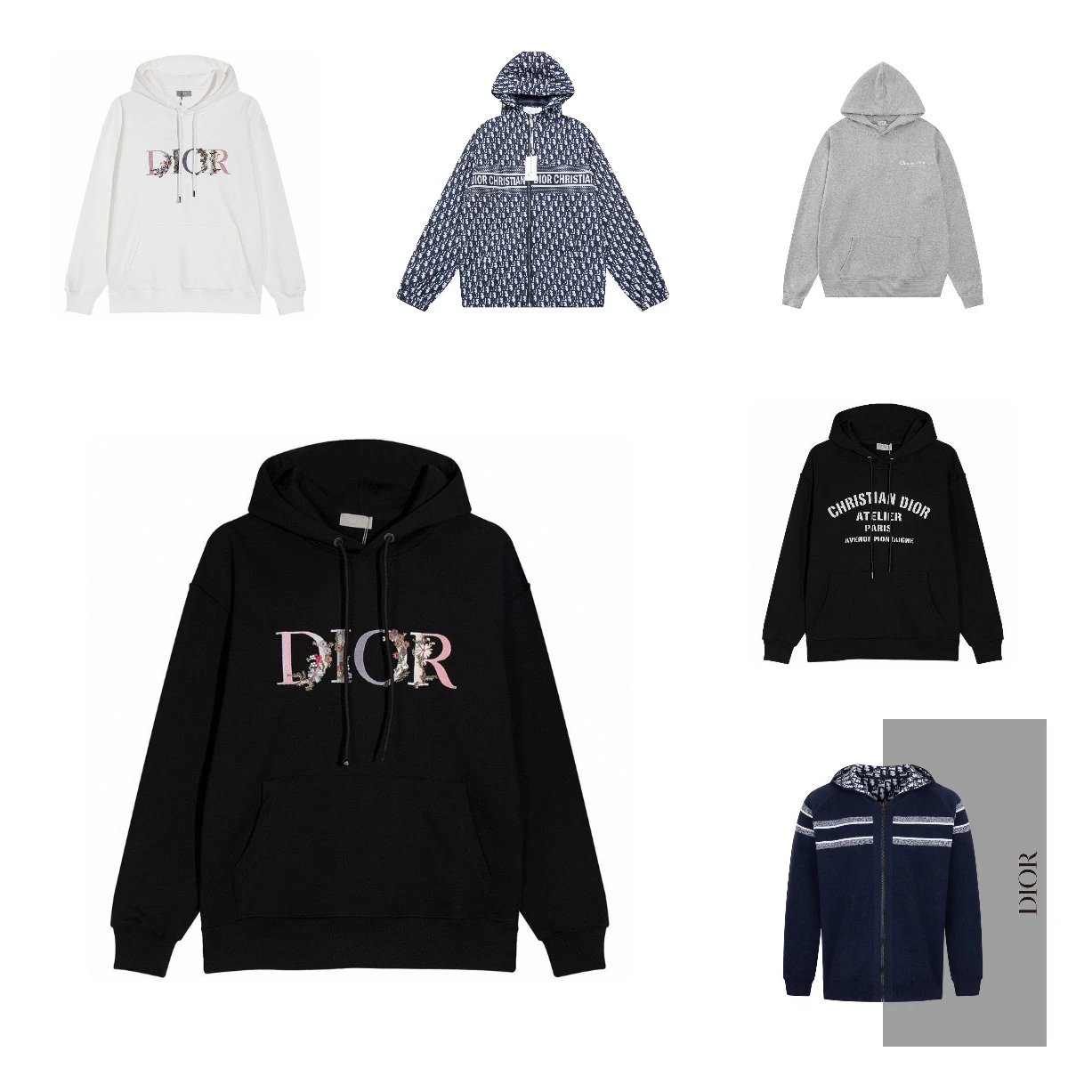 Dior Floral Logo Graphic Hoodie Black