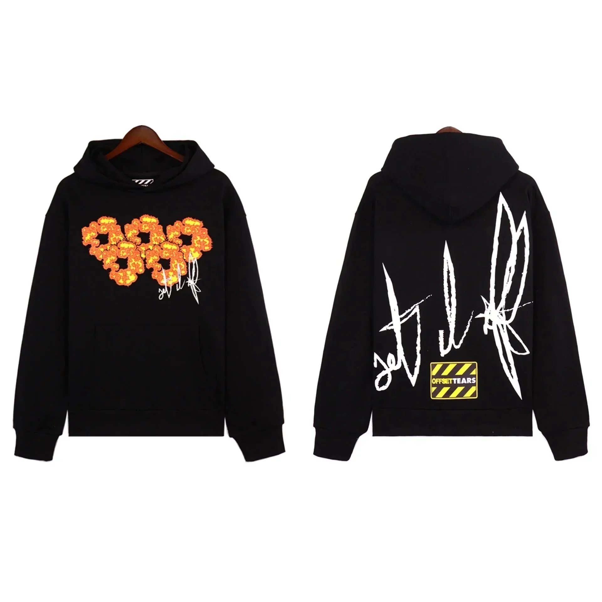 Offsettears Set It Off Graphic Streetwear Hoodie Black
