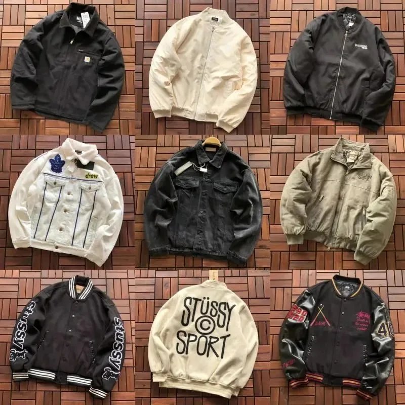 Stussy Varsity Jacket Streetwear Bomber Jacket Black