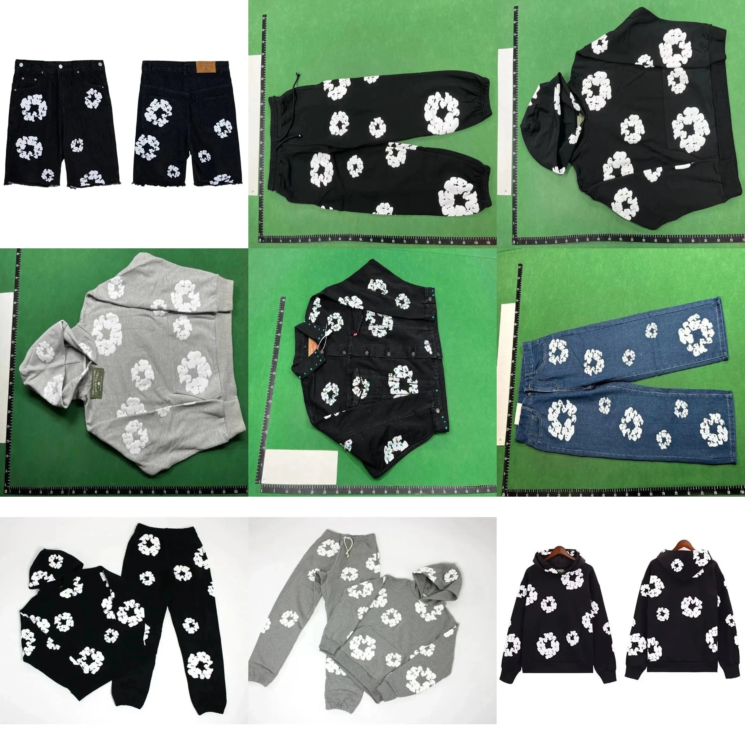 Denim Tears Cotton Wreath Floral Streetwear Matching Set Black