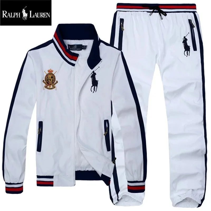 Ralph Lauren Tracksuit Set Casual Sporty Matching Set White and Navy