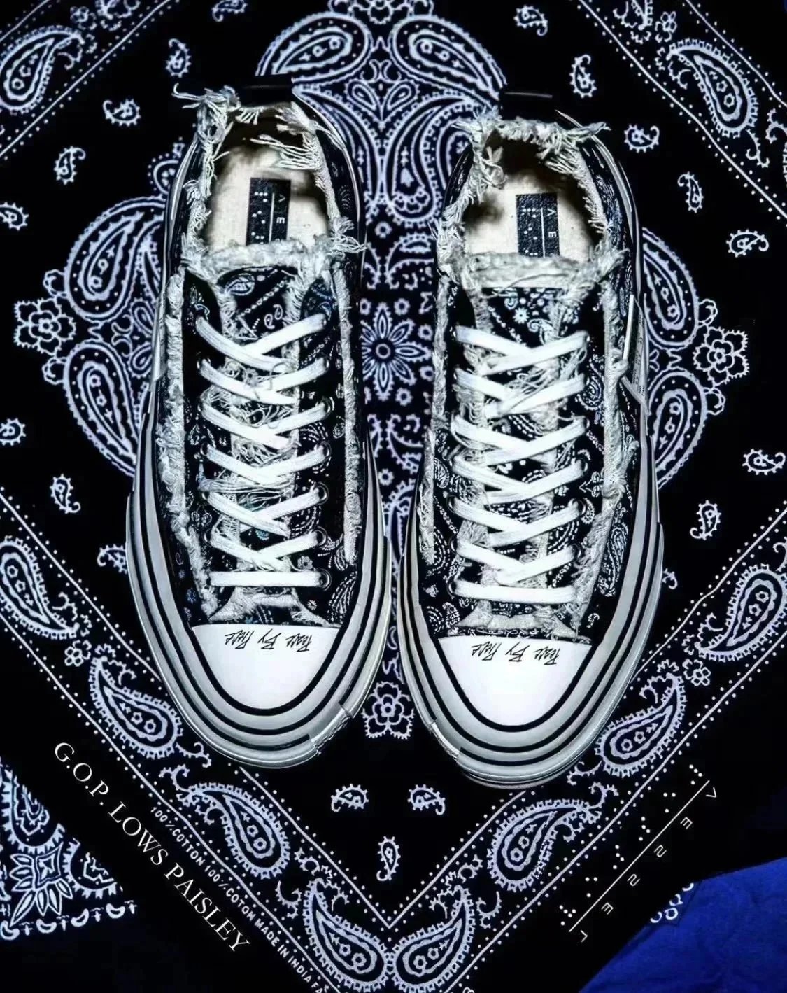 A.F. Artefact G.O.P. Lows Paisley distressed sneakers Black