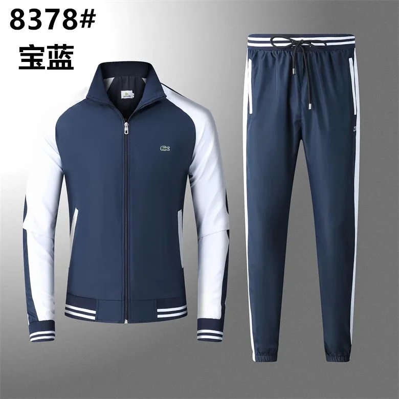 Lacoste 8378# Sporty Tracksuit Set Blue and White