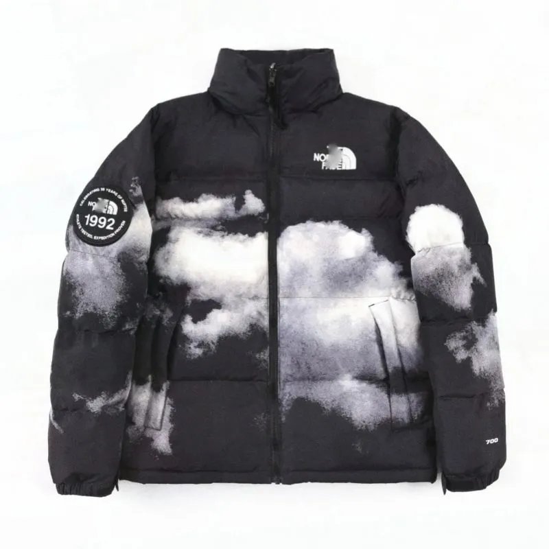 The North Face TNF 1992 Nuptse Cloud Print Puffer Jacket Black and White
