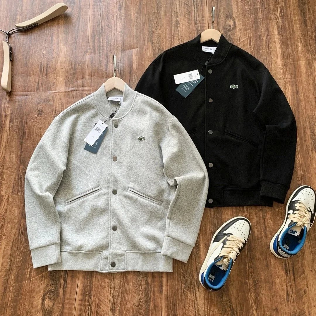 Lacoste Varsity Jacket Casual Cotton Gray and Black