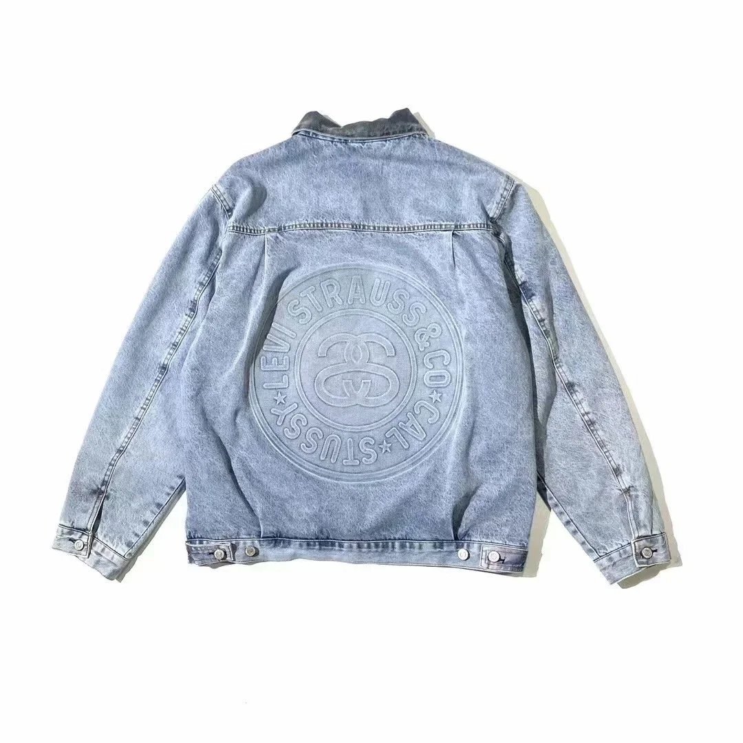 Stussy Levi's Embossed Denim Jacket Vintage Streetwear Blue
