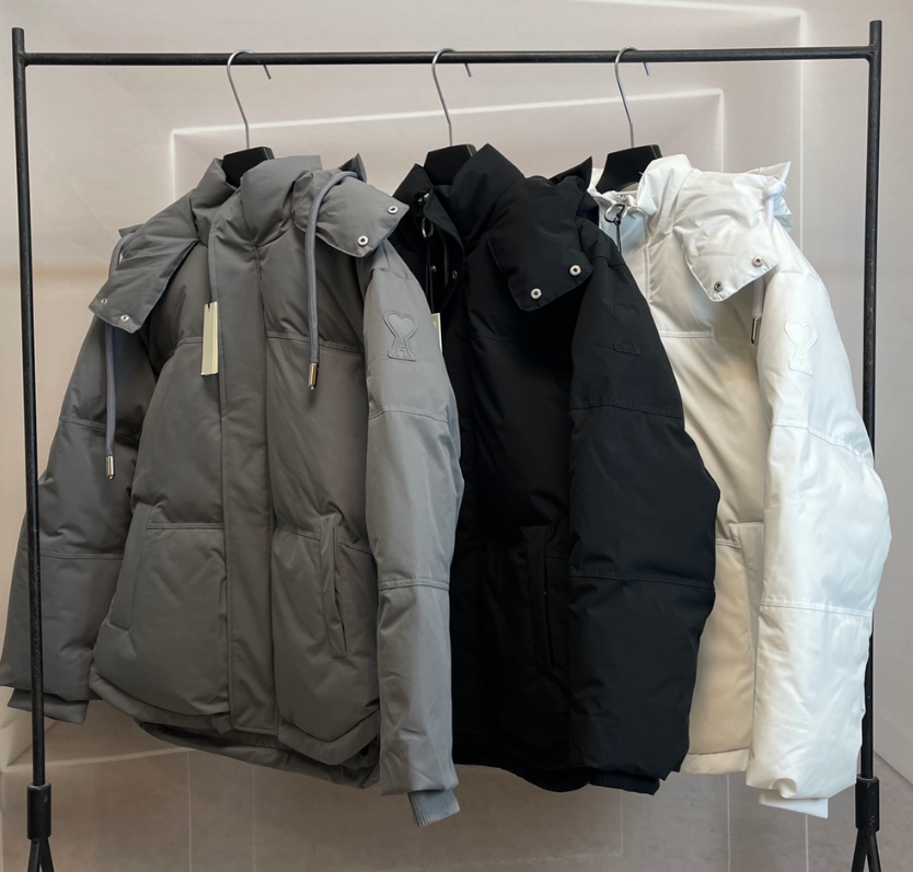 Ami Paris Ami Heart Patch Puffer Jacket Winter Down Jacket Multicolor