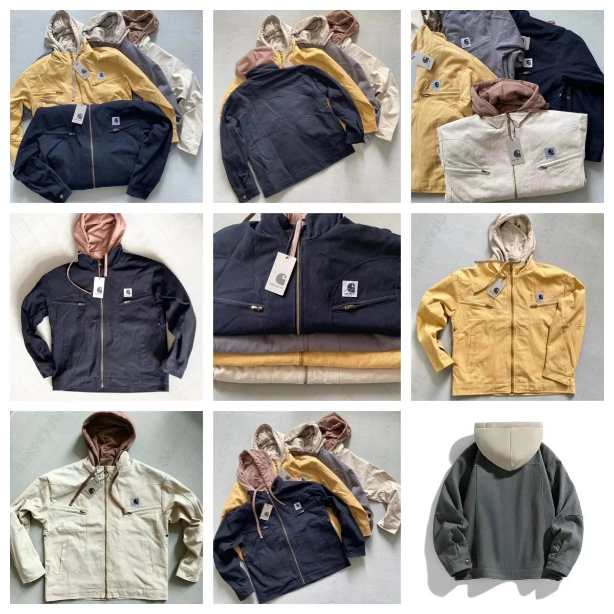 Carhartt Zip-Up Hooded Jacket Casual Cotton Canvas Jacket Multicolor