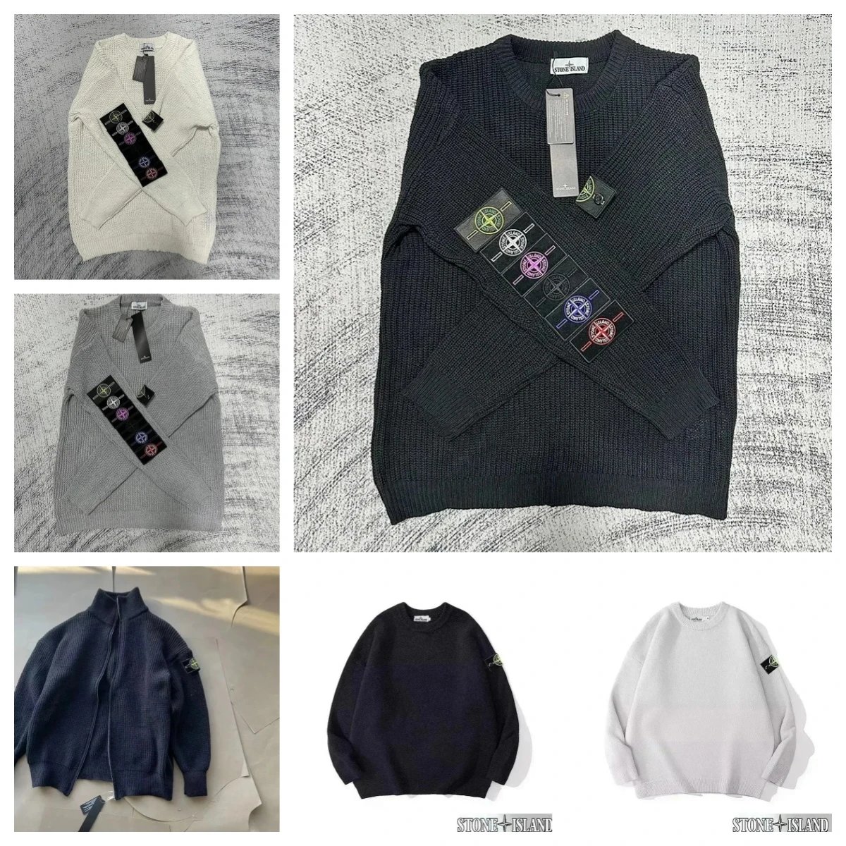 Stone Island Ribbed Knit Crewneck Sweater Black