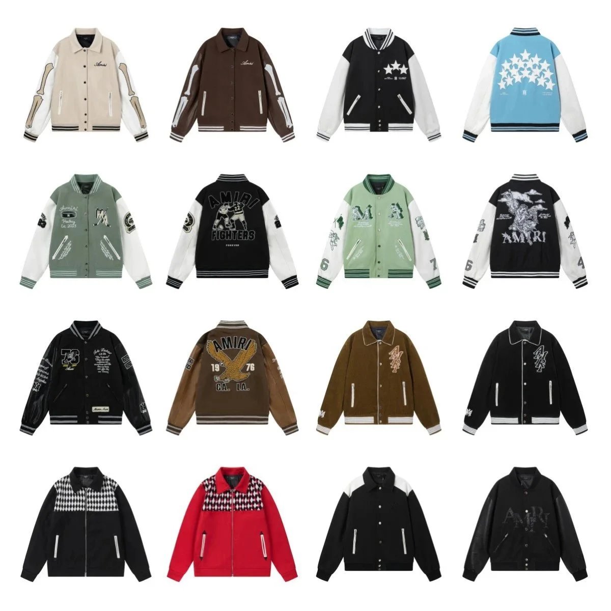 Amiri Varsity Jacket Graphic Streetwear Bomber Jacket Multicolor