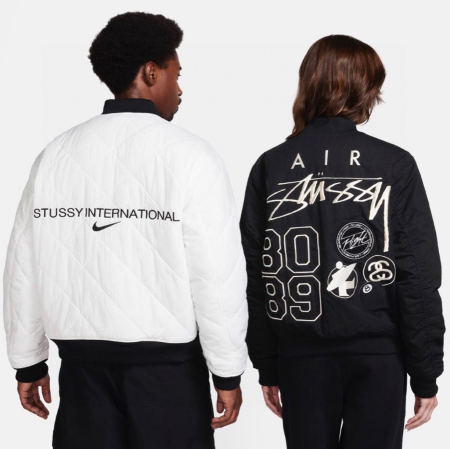 Stussy Nike Reversible Varsity Jacket Quilted Streetwear Jacket Multicolor