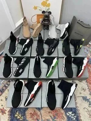 Balenciaga Speed Trainer Chunky Sneakers Black and White