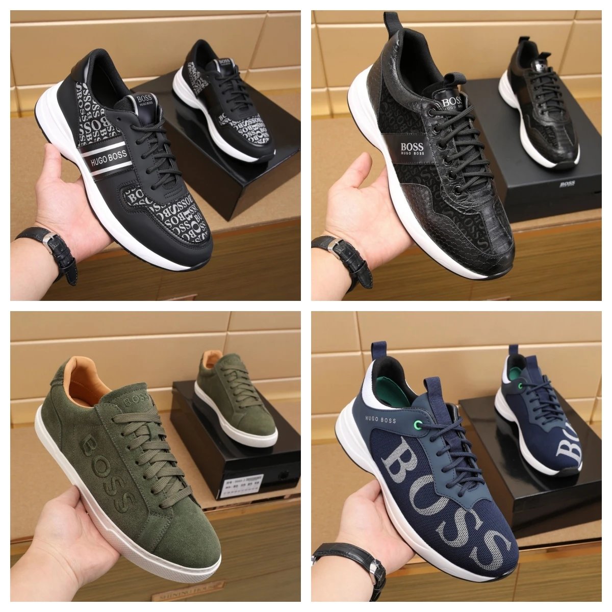 Hugo Boss Mixed-Material Casual Sneakers Multicolor