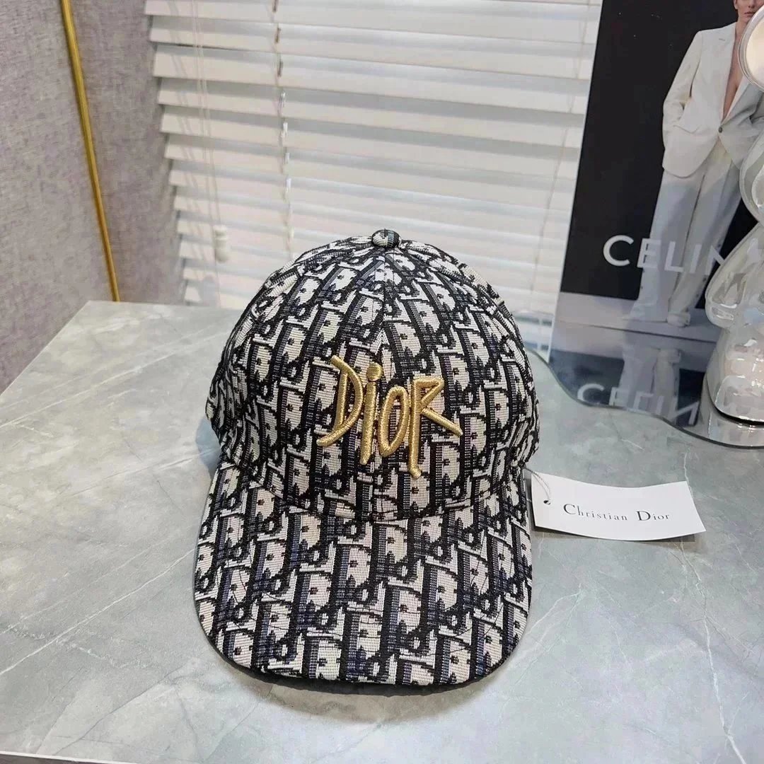 Dior Oblique Embroidered Baseball Cap Black and White