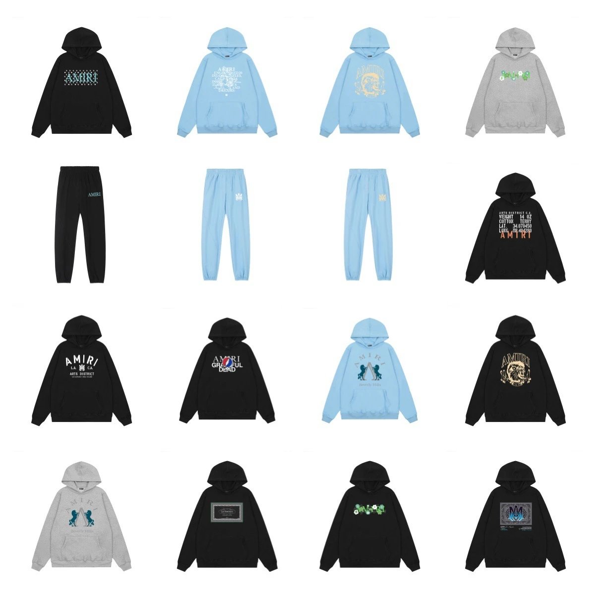 Amiri Graphic Print Cotton Hoodie and Sweatpants Set Multicolor