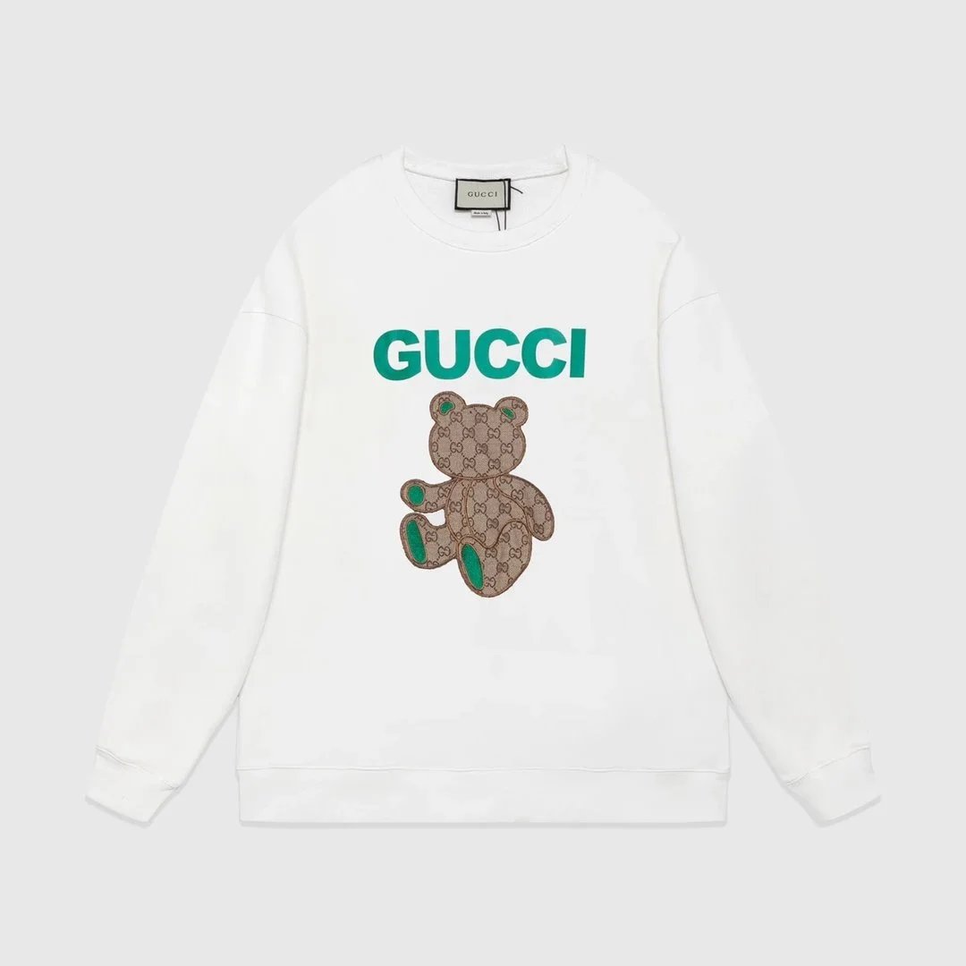 Gucci GG Bear Print Graphic Sweatshirt White
