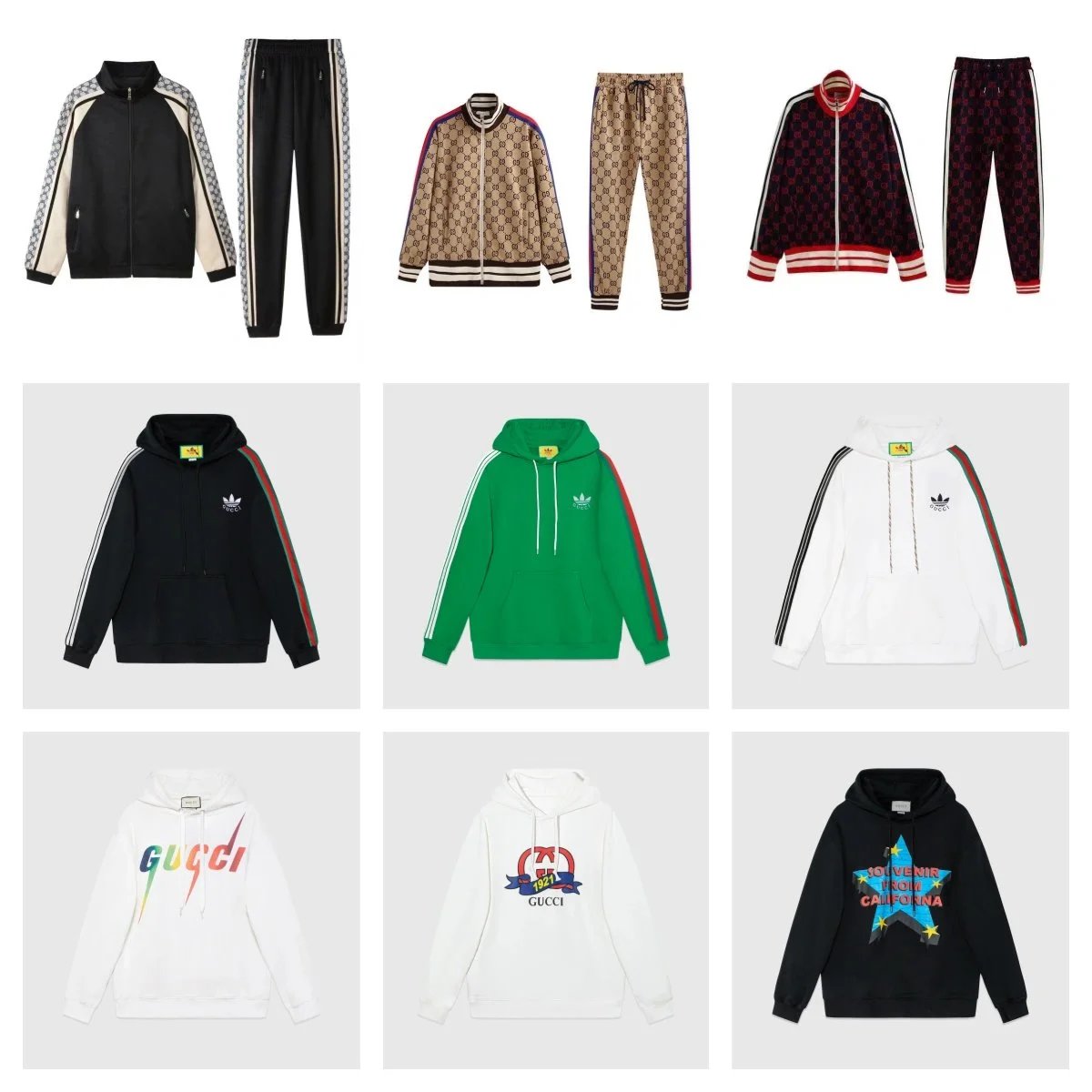 Gucci Adidas x Gucci Collection Athleisure Tracksuit Set Multicolor