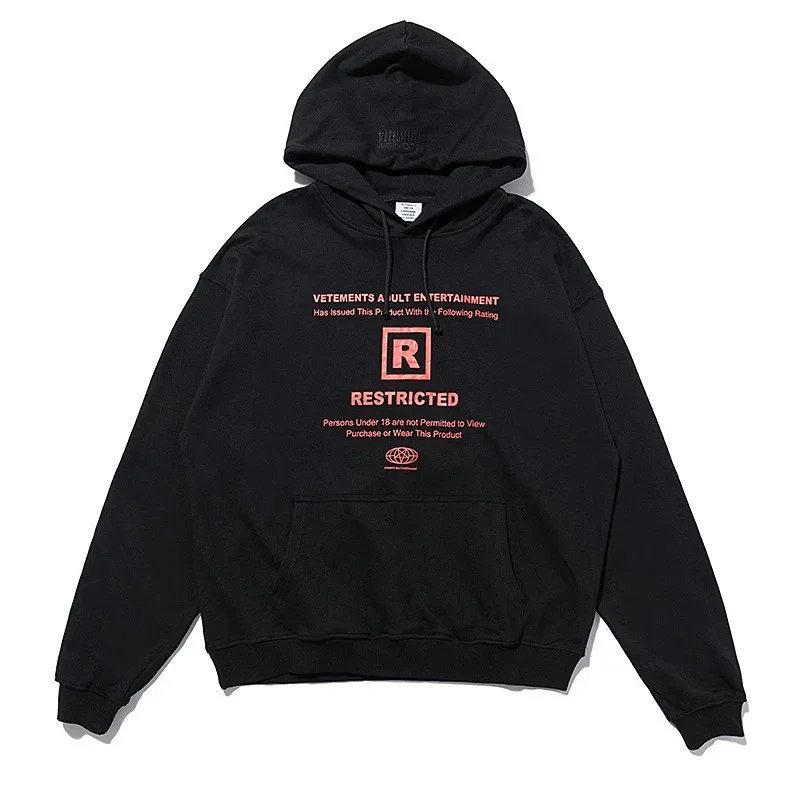 Vetements Restricted Adult Entertainment Oversized Hoodie Black