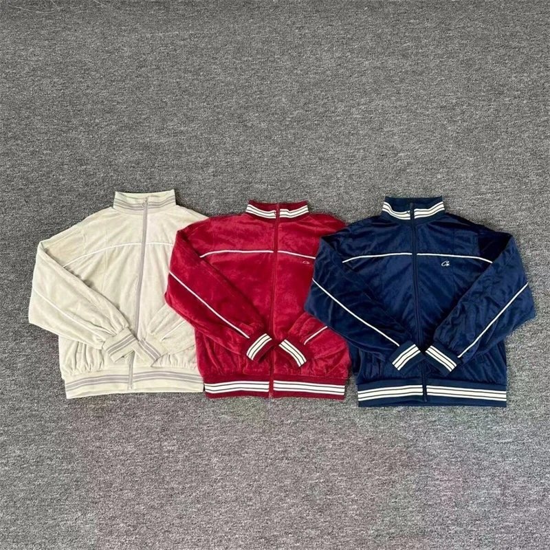 Design Velour Track Jacket Retro Sporty Zip-Up Jacket Multicolor