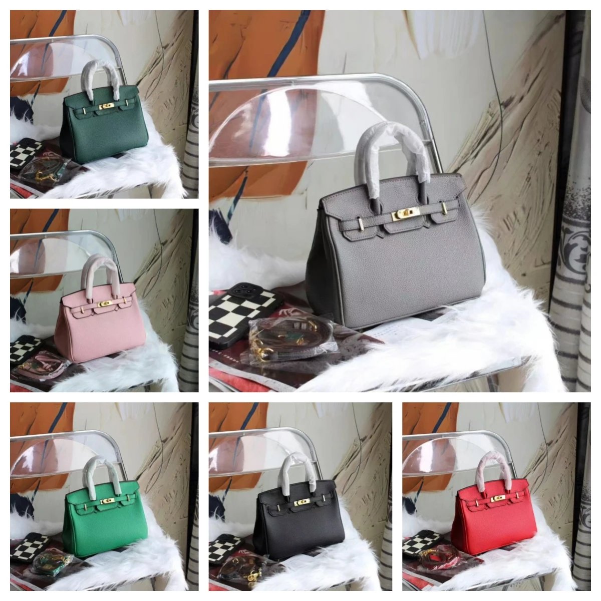 Hermes Birkin Classic Leather Handbag Multicolor