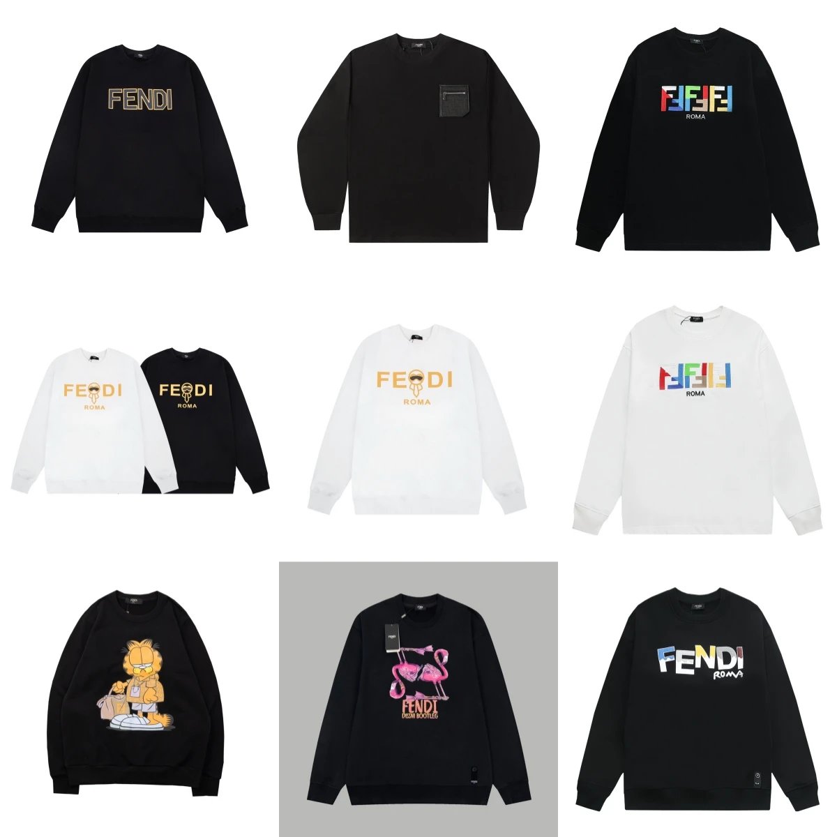 Fendi Graphic Print Cotton Crewneck Sweatshirt Multicolor