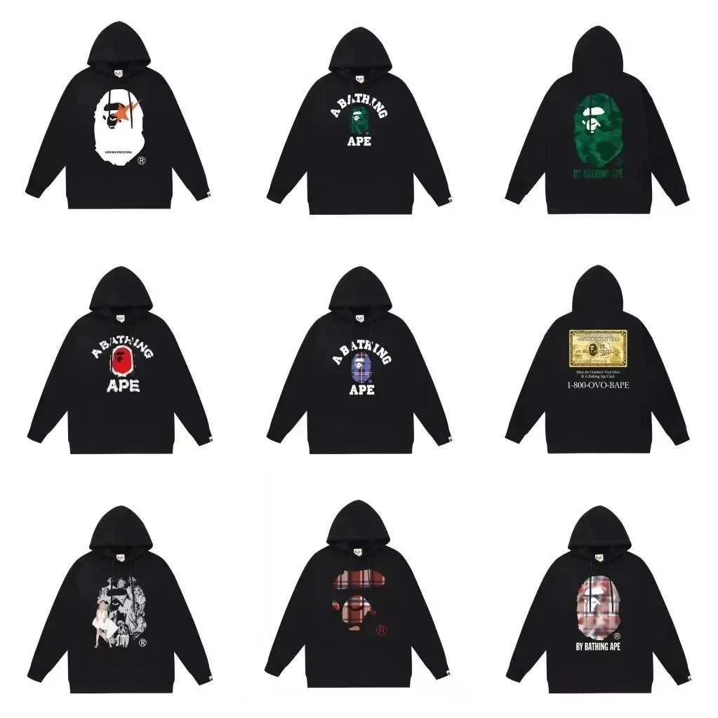 A Bathing Ape BAPE Graphic Print Streetwear Hoodie Black