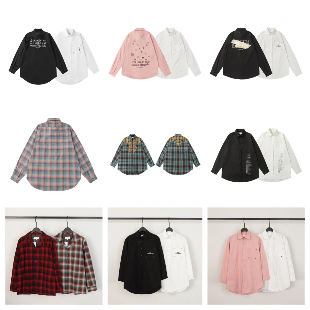 Maison Margiela MM6 Numbers Graphic Cotton Long Sleeve Shirt Multicolor