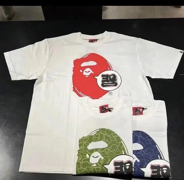 A Bathing Ape BAPE 30th Anniversary Ape Head Graphic Tee White