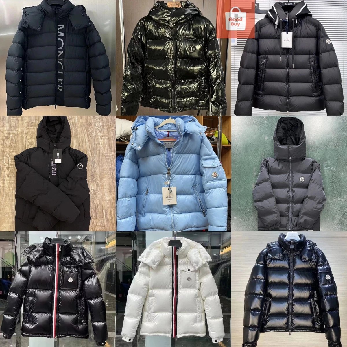 Moncler Puffer Jacket Collection Warm Down Jackets Black White and Blue