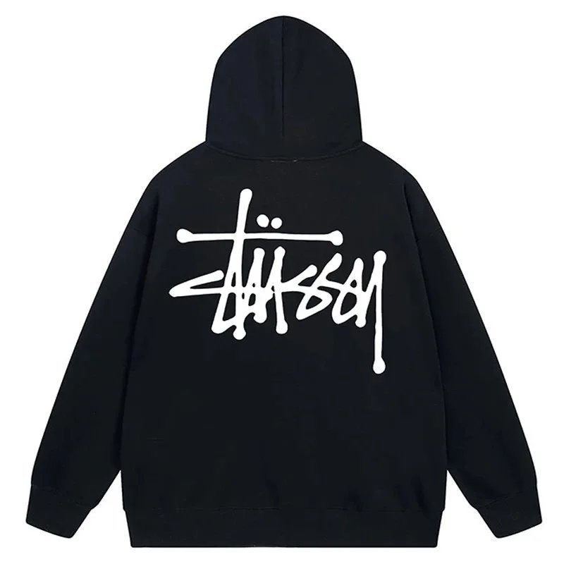 Stussy Basic Graphic Streetwear Hoodie Black