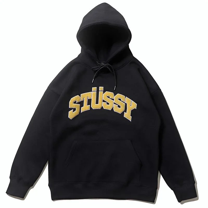 Stussy Applique Oversized Hoodie Black