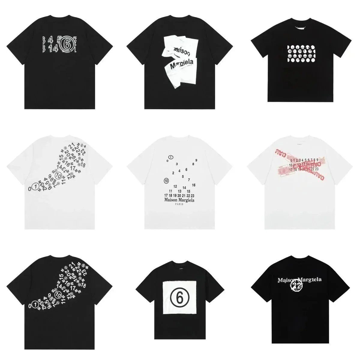 Maison Margiela MM6 Graphic Print Oversized Tee Black and White