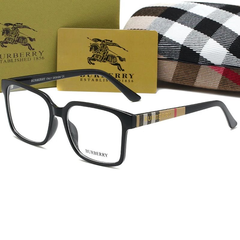 Burberry Check Detail Square Eyeglasses Black