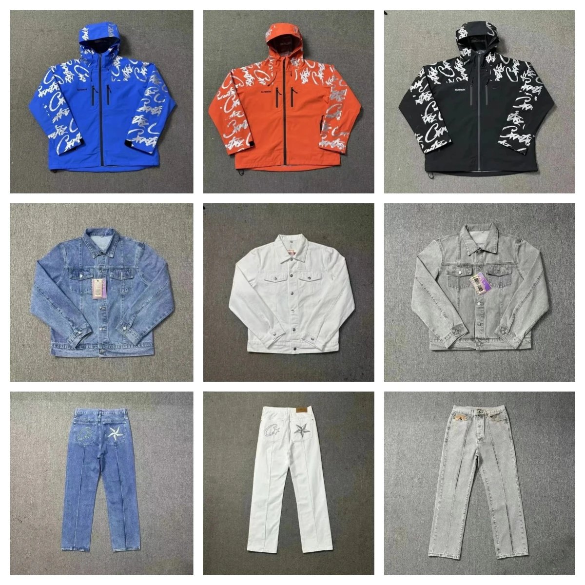 Corteiz CRTZ Graffiti Streetwear Windbreaker and Denim Set Multicolor