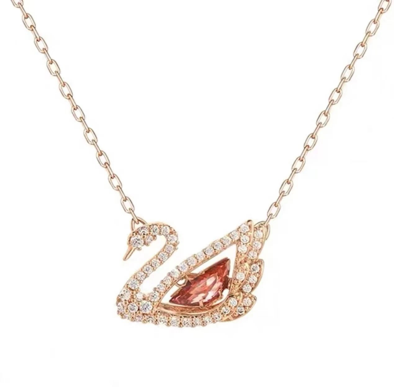 Swarovski Iconic Swan elegant crystal necklace Rose Gold