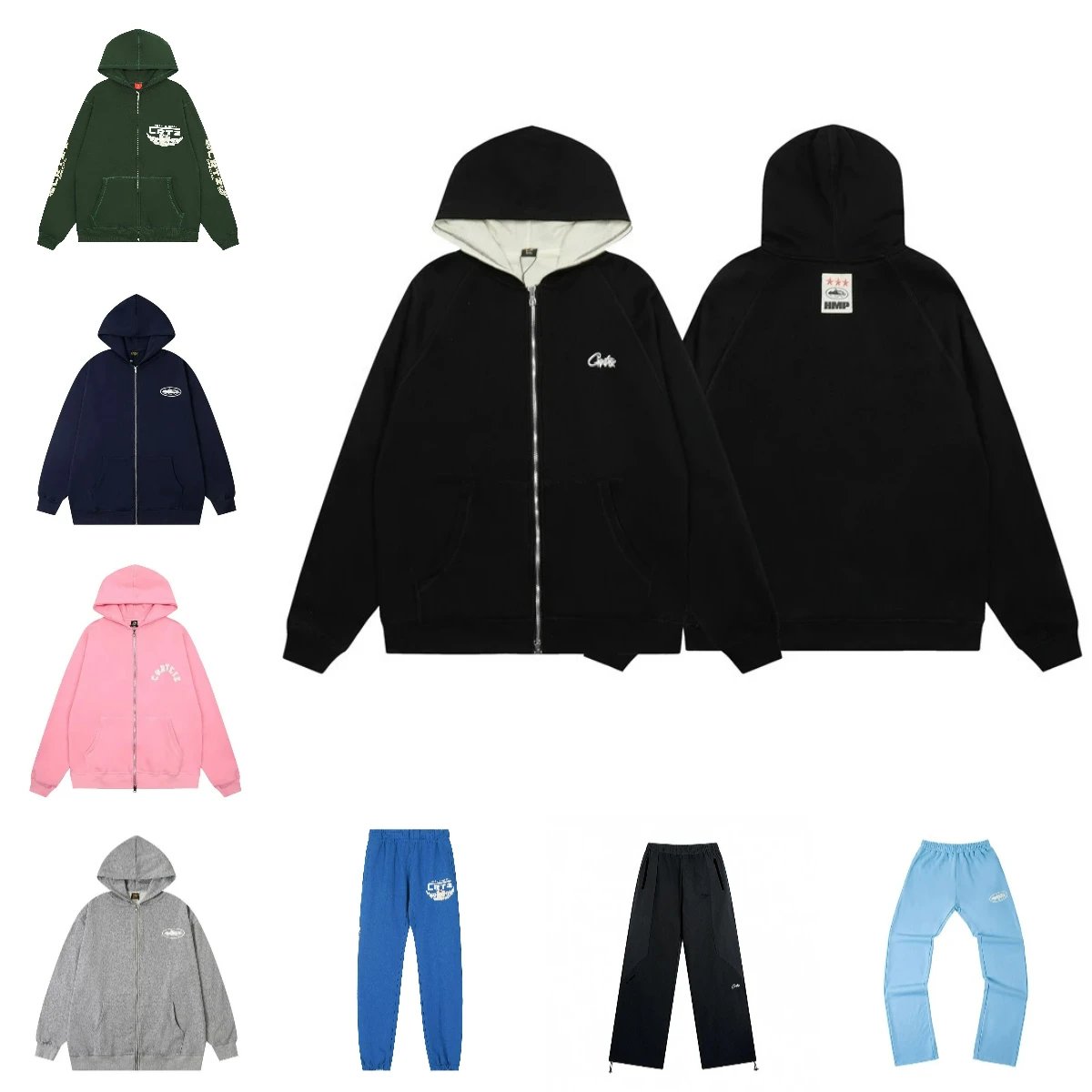 Corteiz Rules The World Streetwear Zip-Up Hoodie Multicolor