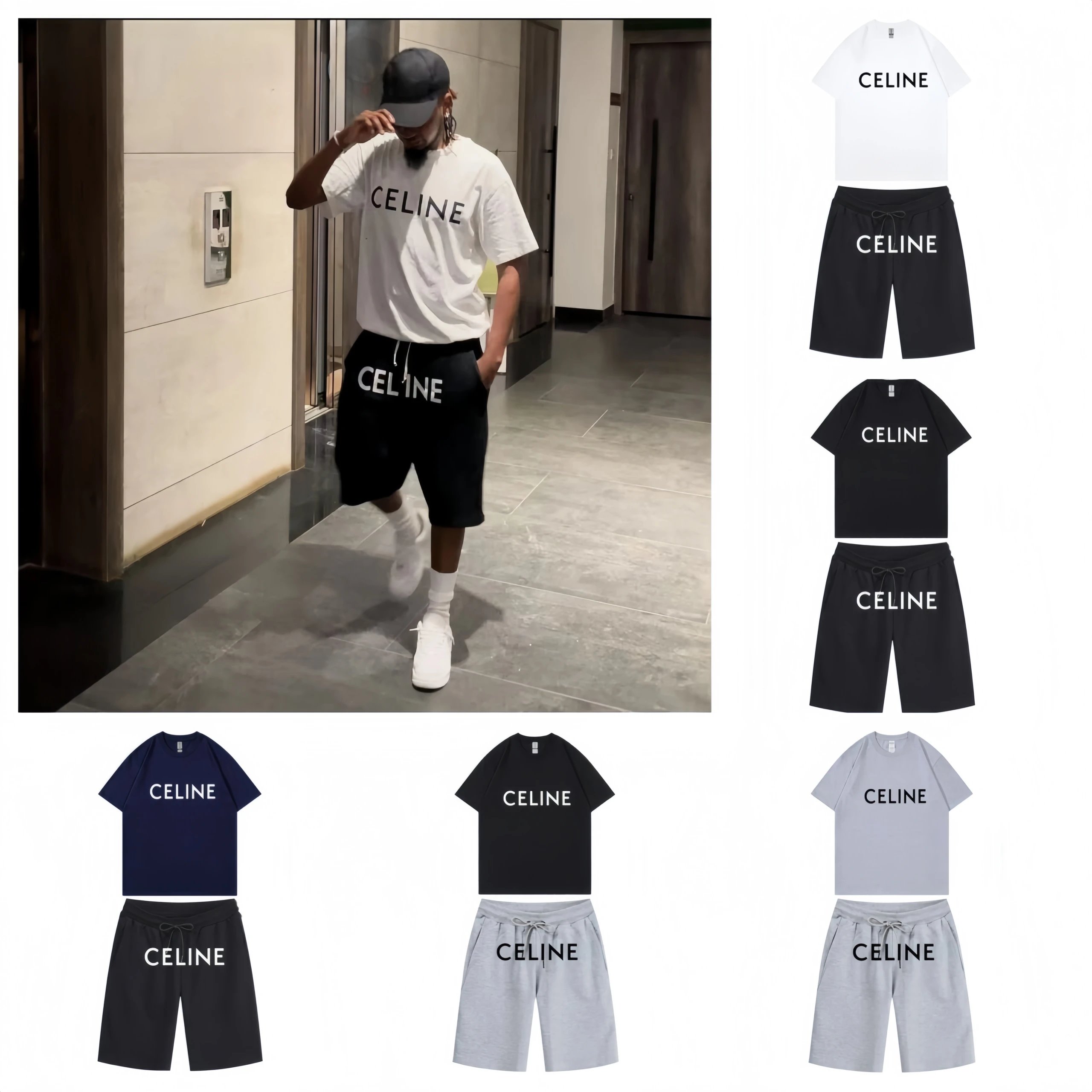 Celine Graphic Print Cotton Matching Set Multicolor