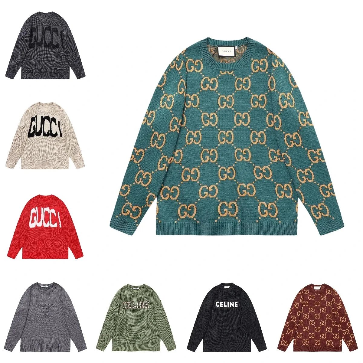 Gucci GG Monogram Knit Oversized Sweater Green