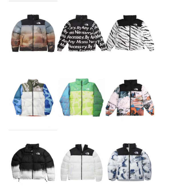 The North Face TNF Nuptse Puffer Jacket Graphic Streetwear Down Jacket Multicolor